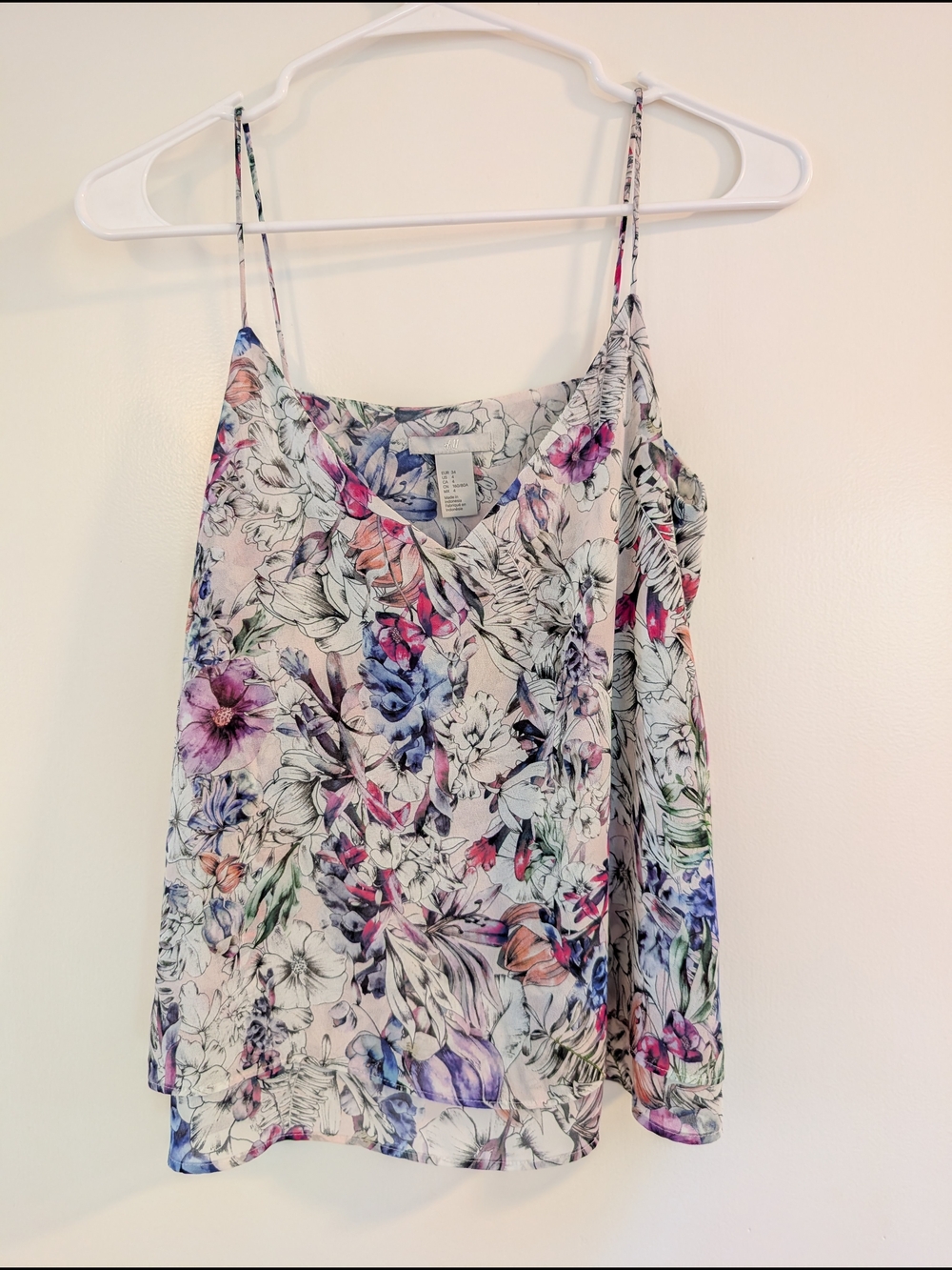 Floral Print Tank Top - White/Multi